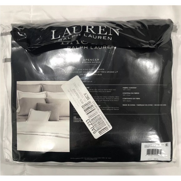 Ralph Lauren Spencer Sateen Gray Border King  Duvet Cover 300TC,$420 - Picture 10 of 13